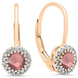 Dazzlingrock Collection 10K Ladies Halo Style Dangling Drop Earrings, Rose Gold