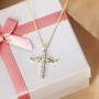 caselast Cross Angel Wings Pendant Necklace Guardian Angel Cubic Zirconia Necklace Valentines Day Jewelry Gifts for Her Women Girls(Gold)