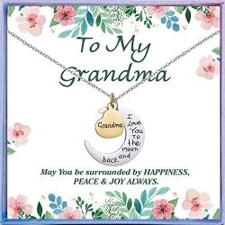 NEWNOVE I Love You to The Moon and Back Pendants Necklace Best Christmas Birthday Gifts for Mom Daughter Grandma Granddaughter Niese Aunt Wife Girlfriend Sister