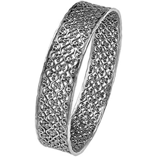 Paz Creations 925 Sterling Silver Lace Design Bangle