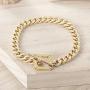 CIUNOFOR Square Toggle Clasp Chain Bracelet Chunky Miami Cuban Link for Women Girls 14K Gold Plated Stainless Steel Vintage Curb Chain