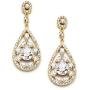 Mariell Gold Dangle Earrings for Brides, Wedding or Prom - Vintage Pear-Shape CZ Statement Chandeliers