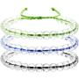 3 Pieces Transparent Glass Bead Bracelet Bead Bracelet Upcycled Jewelry Weaving Bracelet Adjustable Handmade Unisex Design (Blue, Black, Green)