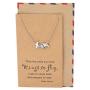 Quan Jewelry Mother and Baby Little Birds Necklace for Women, Animal Pendant Gifts for Moms, Mothers Day Family Jewelry with Inspirational Dalai Lama Quote on Greeting Card, Silver Tone