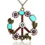 QTMY Fashion Antiwar Peace Sign Long Statement Choker Necklace Jewelry Collar with Pendant Chain for Women