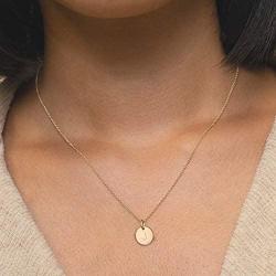 Befettly Initial Necklace,14K Gold-Plated Children Necklace Round Disc Double Side Engraved Hammered Name Necklace 16.5’’ Adjustable Personalized Alphabet Letter Pendant