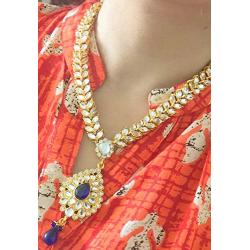 Dancing Girl Blue Indian Kundan Jewelry Set for Women Girls Bridal Necklace Indian Earrings