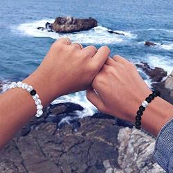 4PCS Couples Bracelets Magnetic Attraction Matching Bracelets for Couples Connect Bracelet for Him and Her Couples Gifts Natural Volcanic Stone King&Queen Crown Beads Bracelets Couples Jewelry Gift