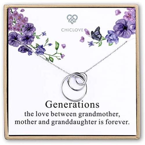 Sterling Silver 3 Circles Necklace - Generation Necklace - Grandmother Mother Daughter Necklaces - Family Necklace - Grandma Gift - Mother Daughter Necklace (Generation Necklace)