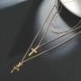 Mulgro Gold Cross Stacked Necklace Layered Rose Flower Pendant Necklace Layering Choker Necklaces with Extension Chain Easter Gift for Girls