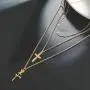 Mulgro Gold Cross Stacked Necklace Layered Rose Flower Pendant Necklace Layering Choker Necklaces with Extension Chain Easter Gift for Girls