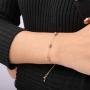 Dainty Gold CZ Bracelet 14K Gold Plated Chain Sparkly Cute Cubic Zirconia Beads Adjustable Bracelets for Women Girls