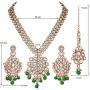Aheli Wedding Designer Faux Kundan Pearl Necklace with Maang Tikka Set Indian Bridal Ethnic Traditional Jewelry Set for Women