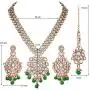 Aheli Wedding Designer Faux Kundan Pearl Necklace with Maang Tikka Set Indian Bridal Ethnic Traditional Jewelry Set for Women Aheli Wedding Designer Faux Kundan Pearl Necklace with Maang Tikka Set Indian Bridal Ethnic Traditional Jewelry Set for Women