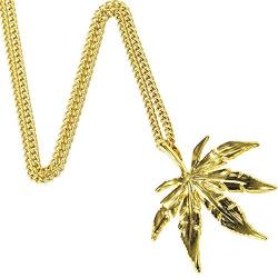 TIDOO Jewelry Mens Stainless Steel Leaf Steampunk Street Style Pendant Necklace Gold
