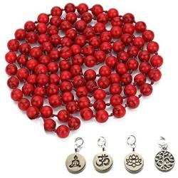 BALIBALI 8MM 108 Mala Beads Necklace Semi-Precious Gem Stones Mala Meditation Necklace 108 Hand Knotted Japa Yoga Beaded Necklace