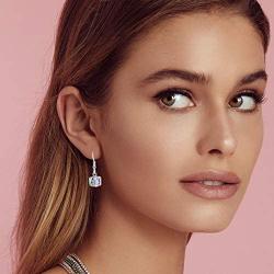 Swarovski Crystal Cube Drop Dangle Earrings for Women Fashion 14K Gold Plated Hypoallergenic Jewelry