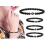 Tattooshe Black Onyx Handmade A-Z Letters Bracelet Natural 6mm Howlite Men and Women 6.7-7.3 ″ Elastic Natural Stones Personalized Letter Engraving
