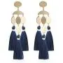 Boho Chic Geomeric Metal with Dangled Color Tassel Long Statement Earrings Boho Chic Geomeric Metal with Dangled Color Tassel Long Statement Earrings