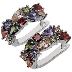 Multi Gemstone Earring Amethyst Garnet Morganite Peridot Promise Wedding Party Earrings