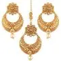 I Jewels Gold Plated Traditional Earrings & Maang Tikka for Women