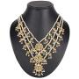 Aheli Ethnic Layered Faux Pearl Kundan Necklace Earring Set Indian Traditional Rani Har Wedding Bollywood Party Jewelry for Women