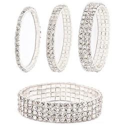 Zealmer Sparkle Multicolor Rhinestone Stackable Stretch Bracelets for Women