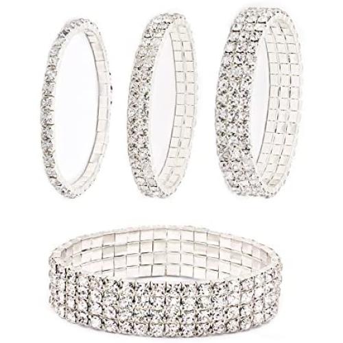 Zealmer Sparkle Multicolor Rhinestone Stackable Stretch Bracelets for Women