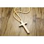 Mealguet Jewelry Wooden Large Big Wood Bead Religious Catholic Crucifix Rosary Cross Pendant Necklace for Men,First Communion Gift Inspirational Cross for Prayer