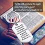 CENWA Bible Verse Keychain for He Will Command His Angels Concerning You to Guard You in All Your Ways Religious Jewelry Christian Gift Psalm 91:11 Gift