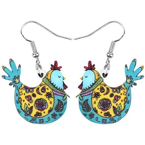 NEWEI Acrylic Floral Chicken Hen Earrings Drop Dangle Cute Farm Animal Pet Jewelry For Women Girl Charm NEWEI Acrylic Floral Chicken Hen Earrings Drop Dangle Cute Farm Animal Pet Jewelry For Women Girl Charm