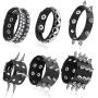 Hicarer 6 Pieces Punk Studded Bracelet Rivets Bracelet Leather Rivets Bracelet Cuff