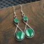 Natural Malachite Earrings for Women Mom Wife 925 Silver Overlay handmade Dangle Earrings