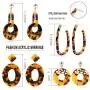 SEVENSTONE 4 Pcs Acrylic Dangle Drop Earrings Statement Mottled Boho for Women Resin Tortoise Fashion Jewelry Set