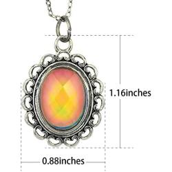 Fun Jewels Vintage Multi Color Change Facet Oval Stone Pendant Mood Necklace 18''Chain+2''extender