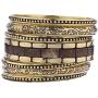 LUX ACCESSORIES Gold Tone Wood Burnished Aztec Multi Bangle Bracelet Set