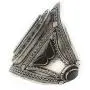 Duel On Jewel Tribal Afghan Baloch Oxidized Antique Finish Big Statement Engraved Metal Cuffs in Gypsy Stones