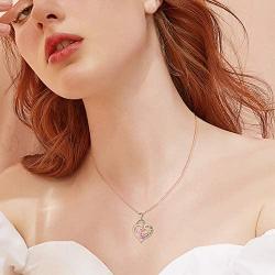 ATTRACTTO Heart Necklace for Women 925 Sterling Sliver Birthstone Jewelry I Love You to The Moon and Back Necklaces 5A Cubic Zirconia Birthday Gifts for Girlfriend Wife Mother Daughter Grandmother