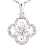 ALOV Jewelry Sterling Silver Four Leaf Clover Cubic Zirconia Pendant Necklace
