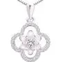 ALOV Jewelry Sterling Silver Four Leaf Clover Cubic Zirconia Pendant Necklace ALOV Jewelry Sterling Silver Four Leaf Clover Cubic Zirconia Pendant Necklace