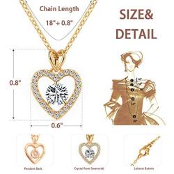 AOOVOO Necklaces for Women, Rose Gold Plated Brass Love Heart Cubic Zirconia Pendant Necklaces Jewelry Gift for Her