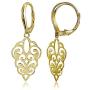 Sterling Silver High Polished Filigree Dangle Leverback Earrings