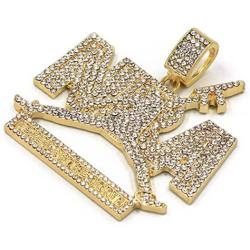 Raonhazae Hip hop Iced Out Never Broke Again (NBA) Pendant w/ 5mm Concave Cuban Chain