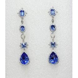 Faship Gorgeous Rhinestone Crystal Dangling Floral Earrings