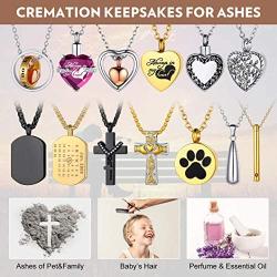 Richsteel Dog Tag/Cross/Heart/Pet Paw/Teardrop/Special Date Calendar Urn Pendant Necklace for Ashes for Men Women Personalized Cremation Jewelry Waterproof(with Gift Box)