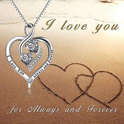YFN Sterling Silver Infinity Love Heart Necklace Platinum Plated Round CZ Womans Jewelry 18'' Valentine Gifts for Her Girlfriends
