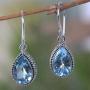 NOVICA .925 Sterling Silver and Blue Topaz Pear-Shaped Dangle Earrings, Sparkling Dew