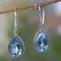 NOVICA .925 Sterling Silver and Blue Topaz Pear-Shaped Dangle Earrings, Sparkling Dew NOVICA .925 Sterling Silver and Blue Topaz Pear-Shaped Dangle Earrings, Sparkling Dew