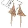 Solememo Gold Tone Elegant Geometric Long Tiered Chandelier Dangle Earrings with Faux Pear Gold DIsc Mesh Metal Crystals Tassel Statement Drop Earrings for Women Teen Girls (Gold Mesh)