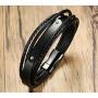 Custom Engraving Personalized Name Multi Layered Braided Wrap Leather ID Bracelet Cuff Bangle Men